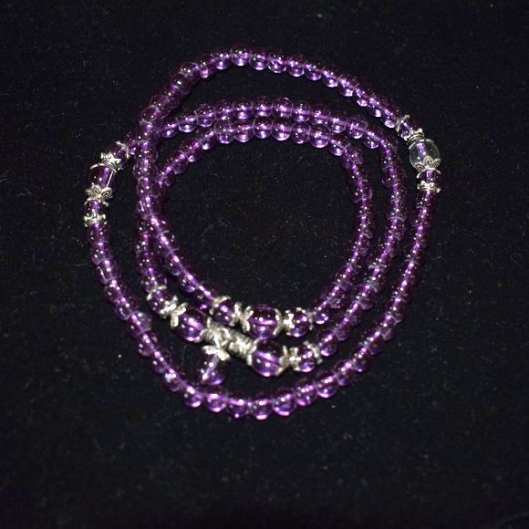 Prana Wrap Beaded Bracelet Purple - Picture 4 of 5